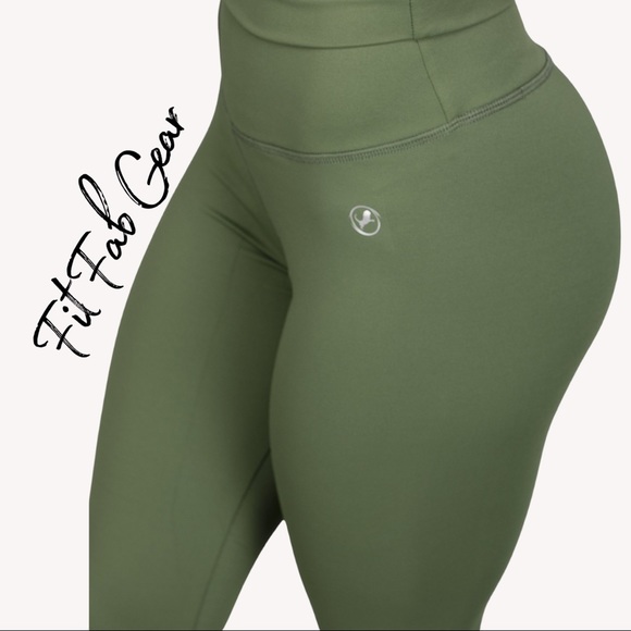 ABS2B Pants - ABS2B Fitness Army Green Leggings  7/8 High Waist